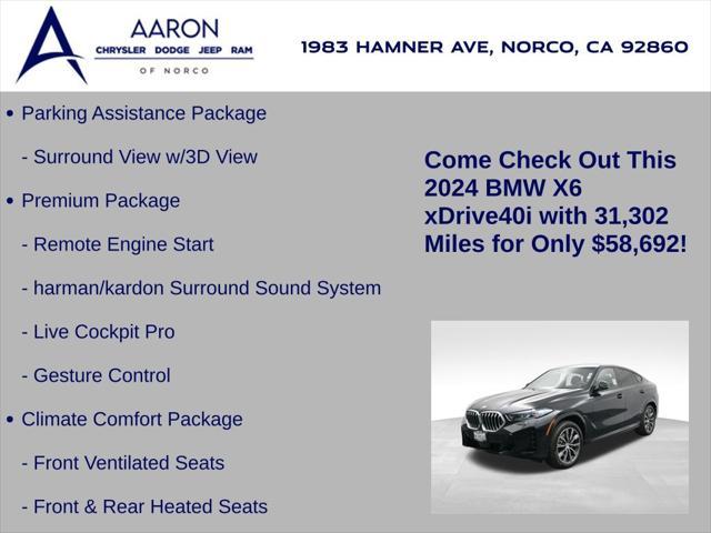 used 2024 BMW X6 car, priced at $58,692