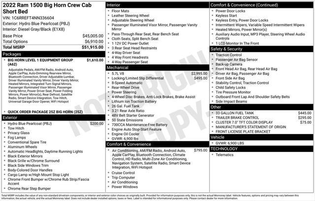 used 2022 Ram 1500 car, priced at $36,418