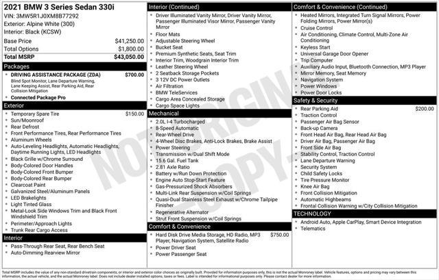 used 2021 BMW 330 car, priced at $27,274