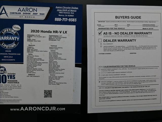 used 2020 Honda HR-V car, priced at $15,779