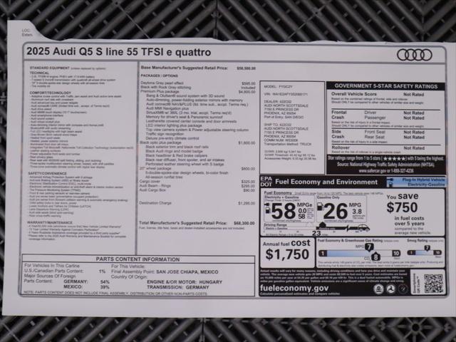 new 2025 Audi Q5 car, priced at $68,300