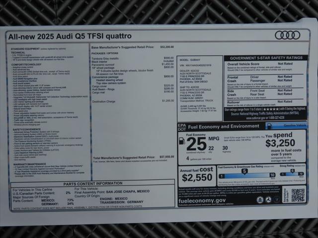 new 2025 Audi Q5 car, priced at $57,950