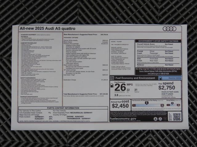 new 2025 Audi A5 car, priced at $57,235