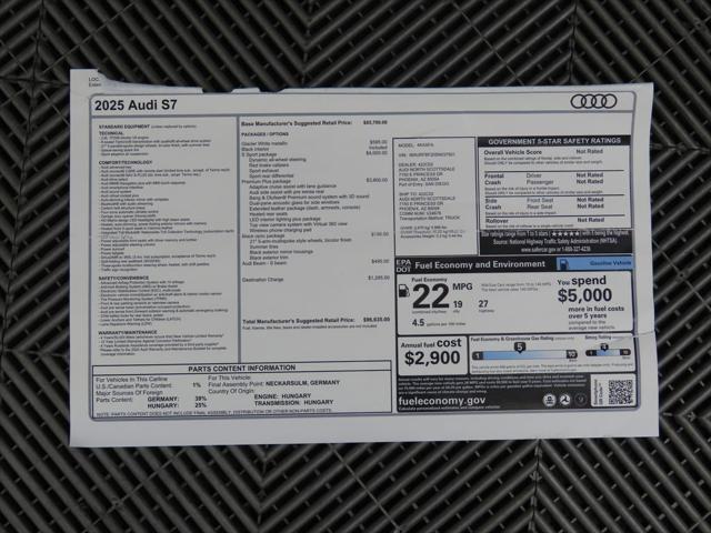 new 2025 Audi S7 car, priced at $96,635