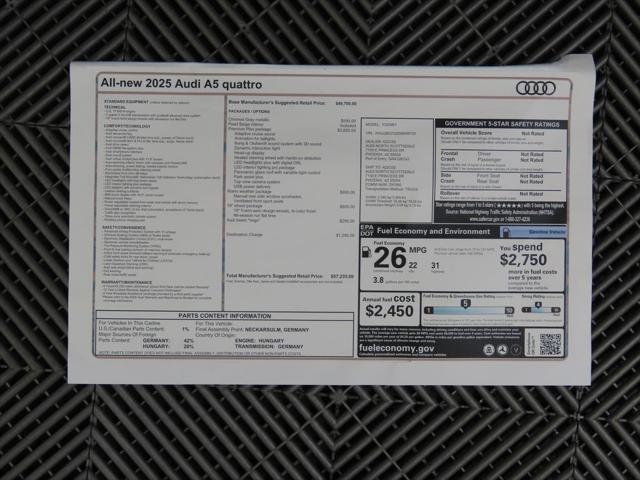 new 2025 Audi A5 car, priced at $57,235