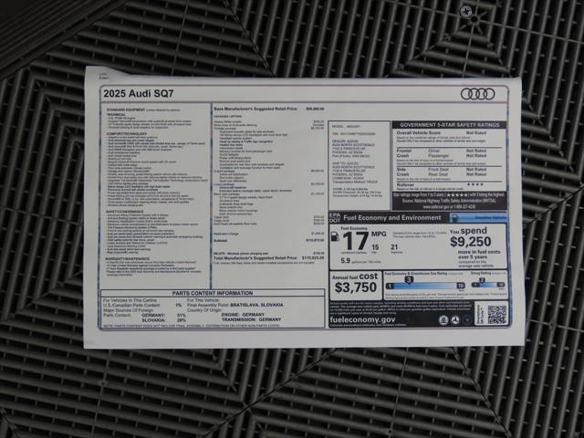 new 2025 Audi SQ7 car, priced at $110,825