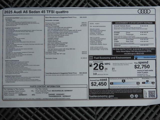 new 2025 Audi A6 car, priced at $65,385