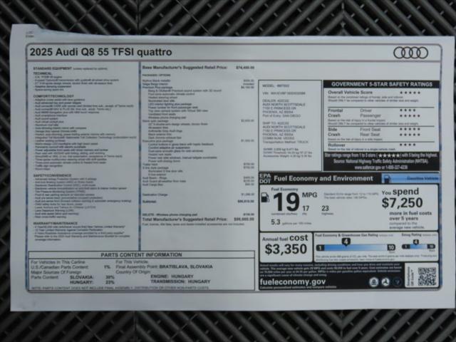 new 2025 Audi Q8 car, priced at $86,660