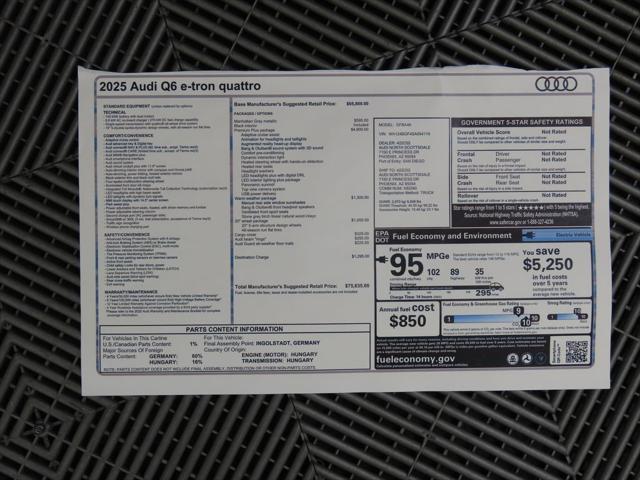 new 2025 Audi Q6 e-tron car, priced at $75,635