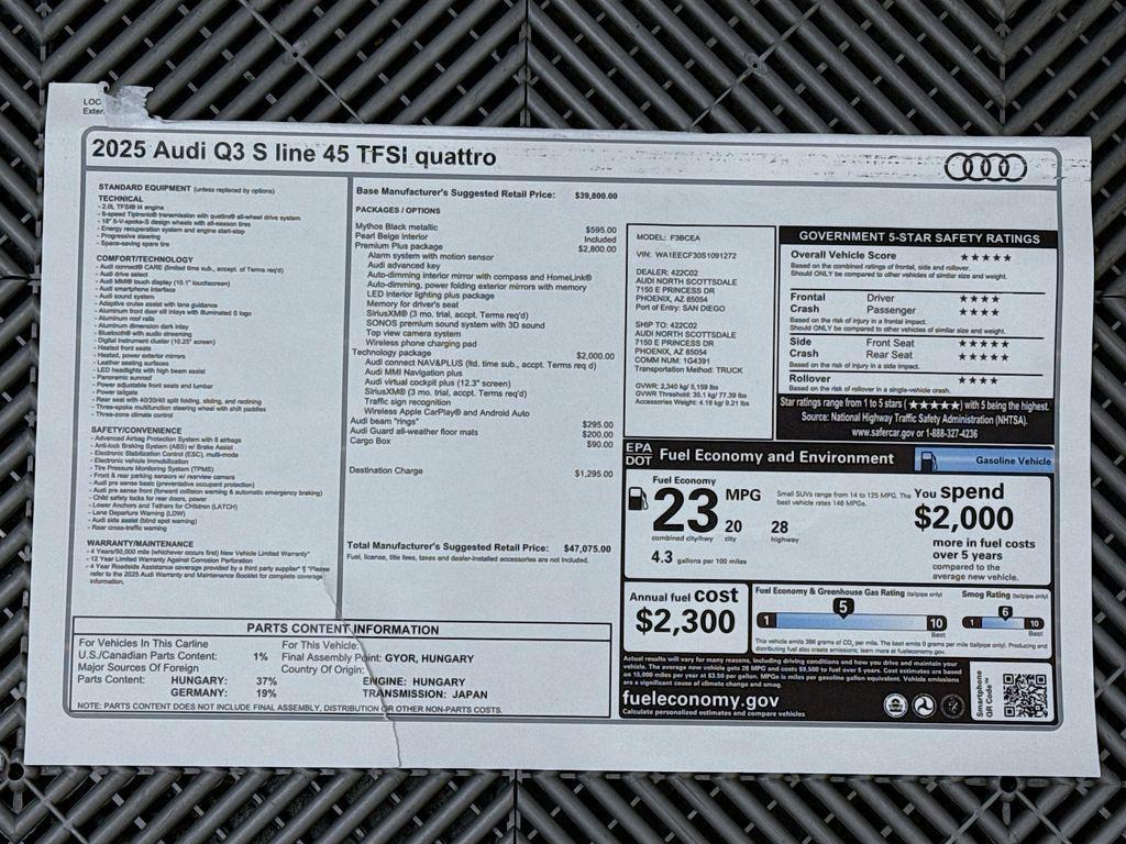 new 2025 Audi Q3 car, priced at $47,075