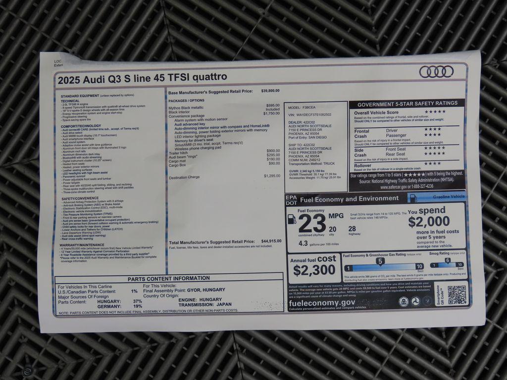 new 2025 Audi Q3 car, priced at $44,915