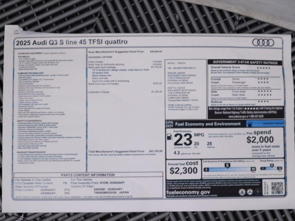 new 2025 Audi Q3 car, priced at $43,145