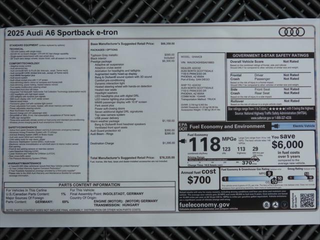 new 2025 Audi A6 e-tron car, priced at $76,335
