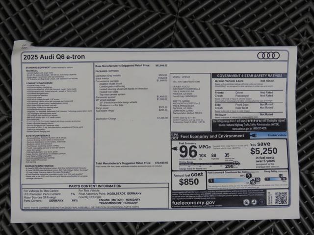 new 2025 Audi Q6 e-tron car, priced at $70,660
