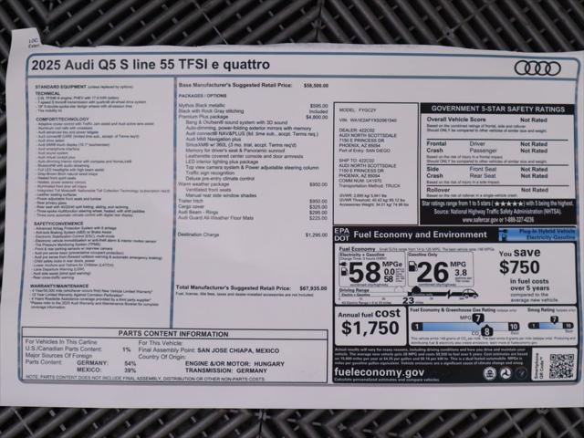 new 2025 Audi Q5 car, priced at $67,935