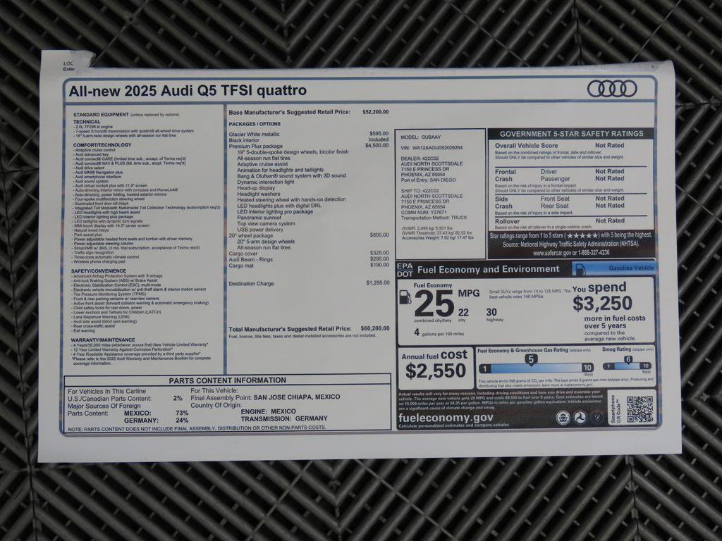new 2025 Audi Q5 car, priced at $60,200