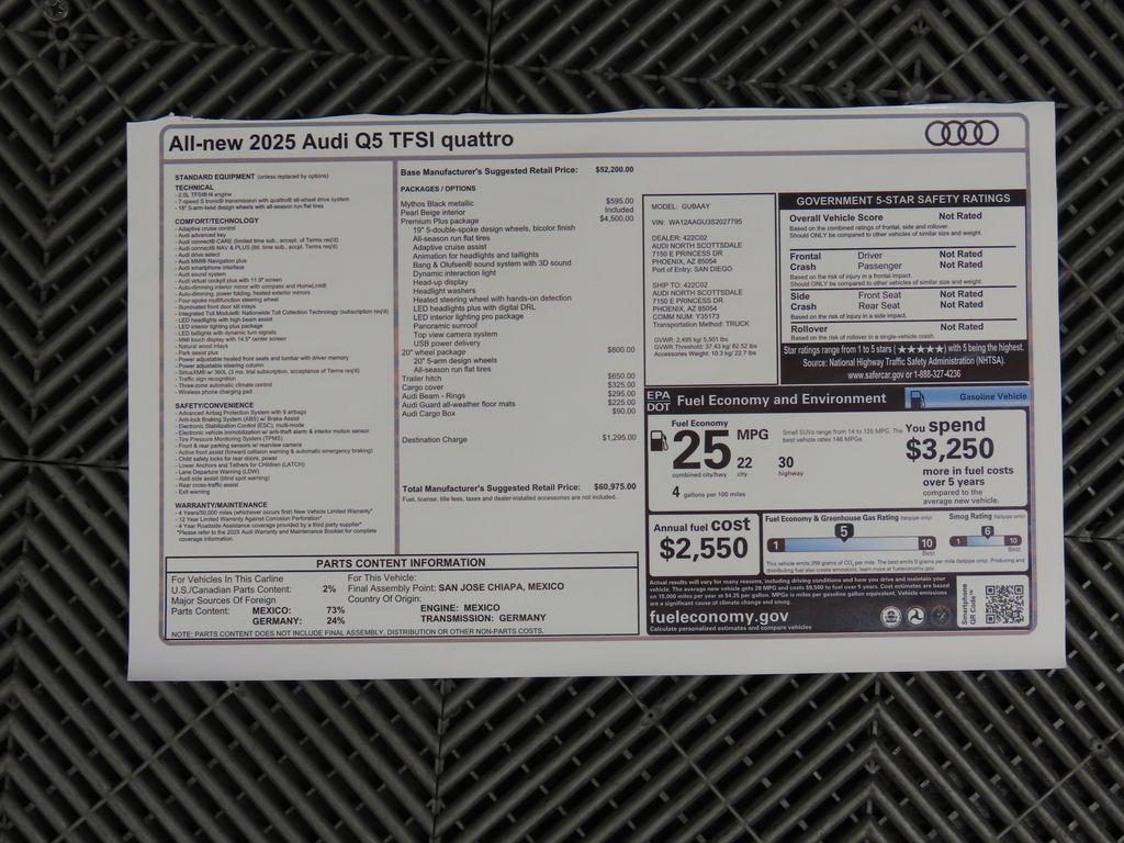 new 2025 Audi Q5 car, priced at $60,975