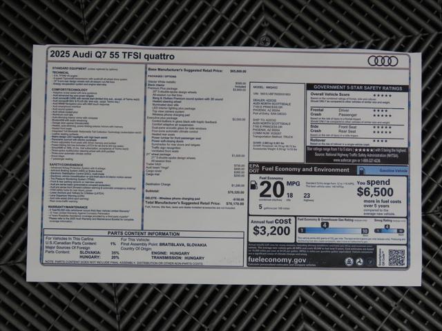 new 2025 Audi Q7 car, priced at $76,170