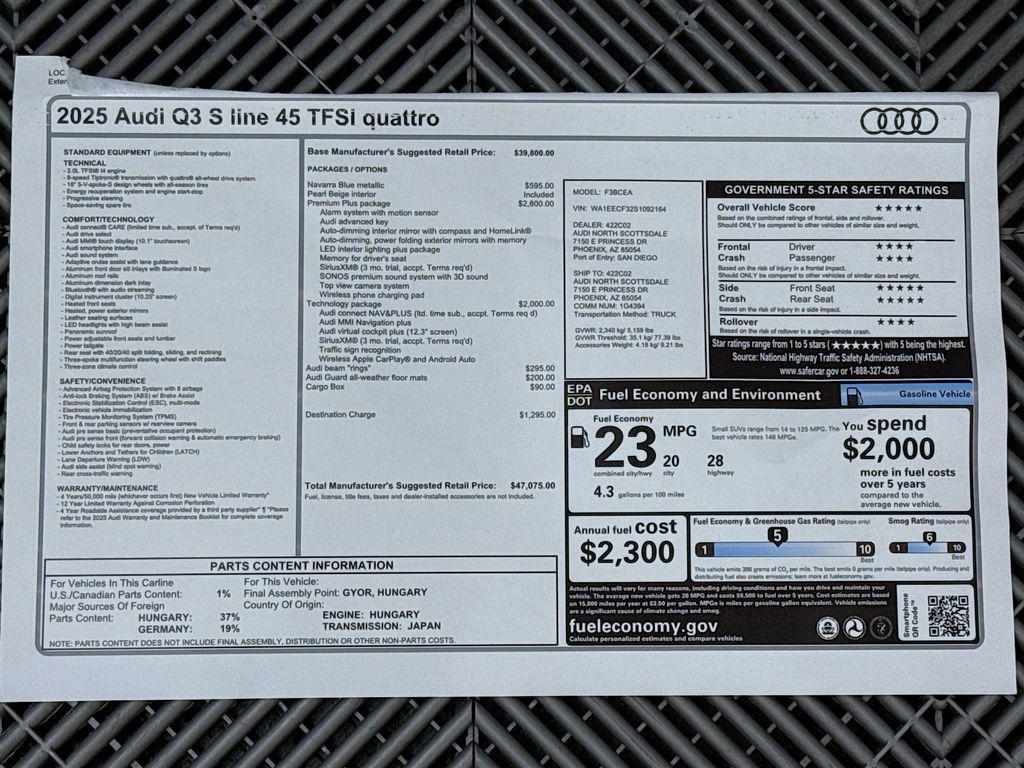 new 2025 Audi Q3 car, priced at $47,075