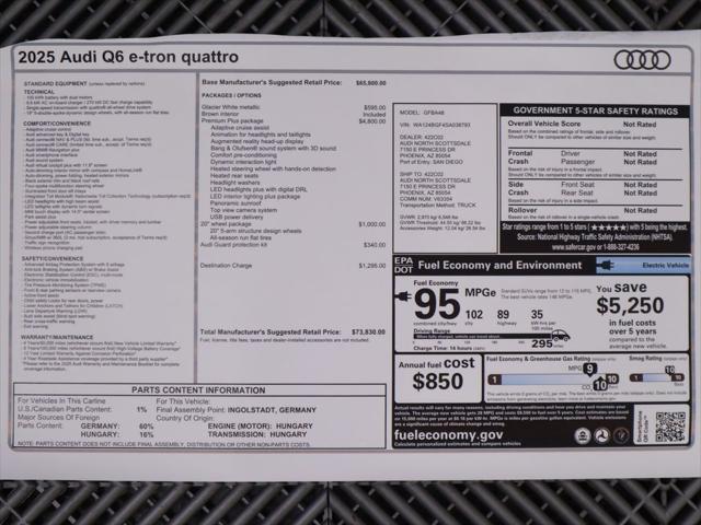 new 2025 Audi Q6 e-tron car, priced at $73,830