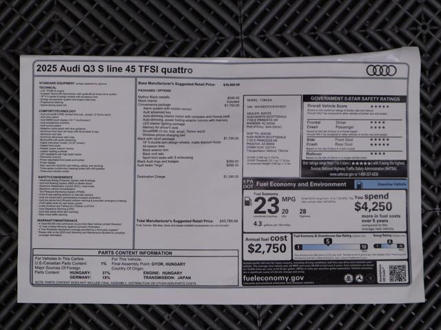 new 2025 Audi Q3 car, priced at $45,785