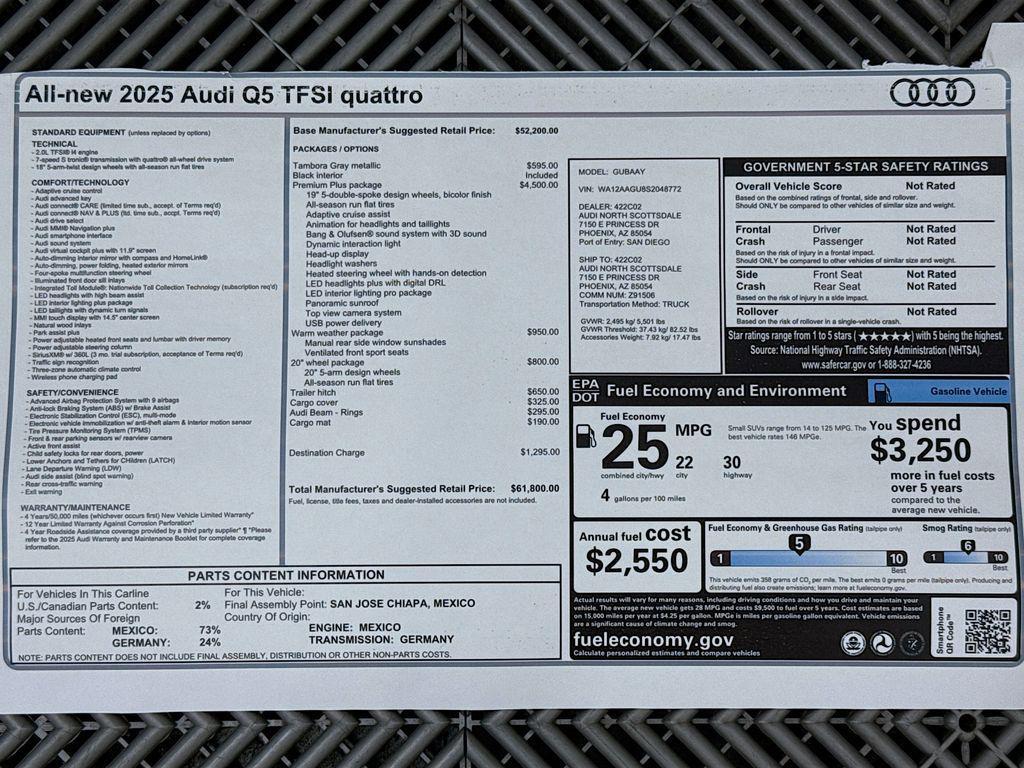 new 2025 Audi Q5 car, priced at $61,800