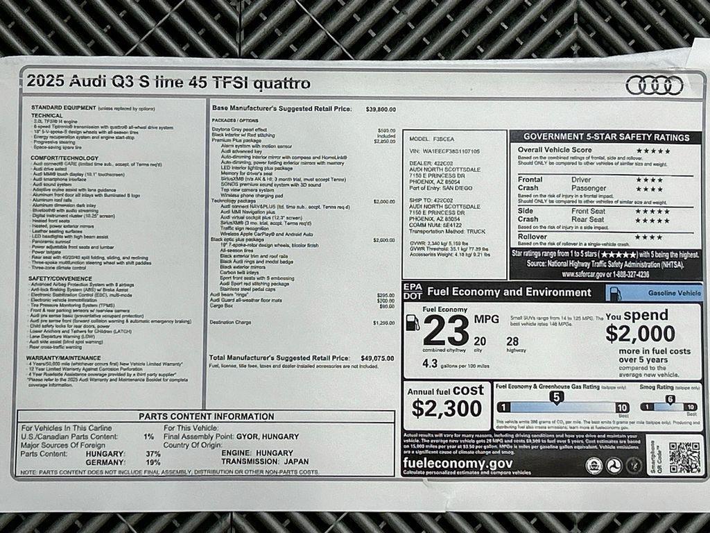 new 2025 Audi Q3 car, priced at $49,075