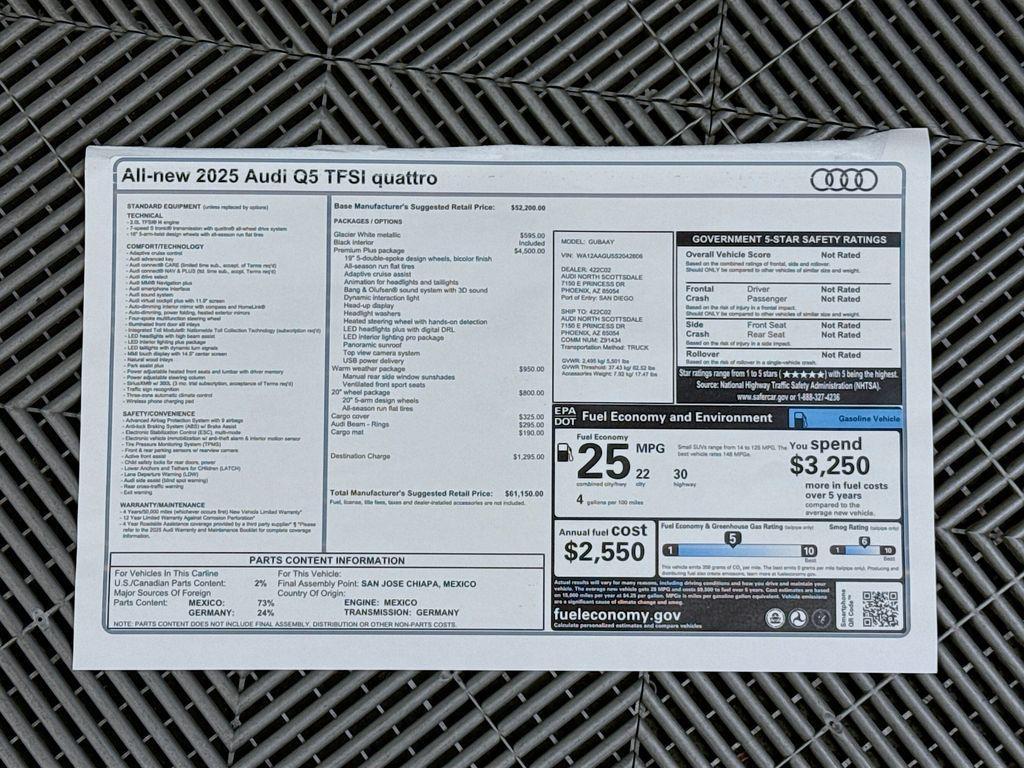 new 2025 Audi Q5 car, priced at $61,150