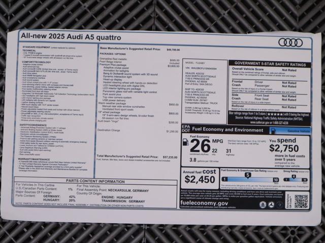 new 2025 Audi A5 car, priced at $140,495