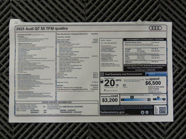 new 2025 Audi Q7 car, priced at $75,205