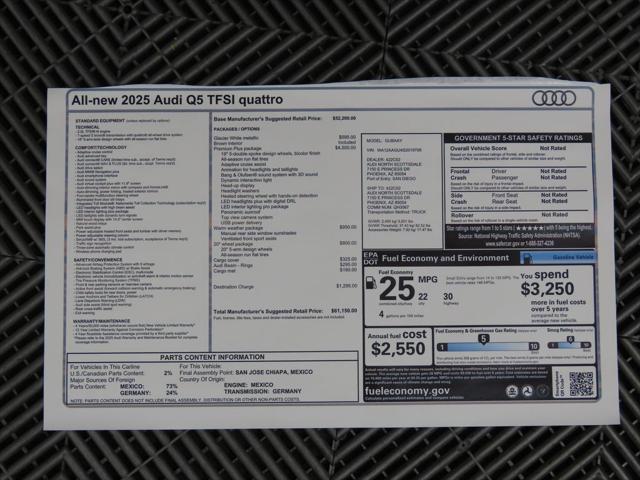 new 2025 Audi Q5 car, priced at $61,150