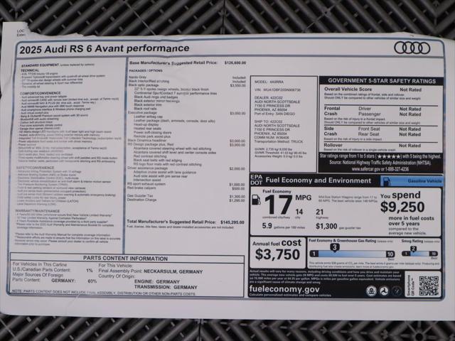 new 2025 Audi RS 6 Avant car, priced at $145,295