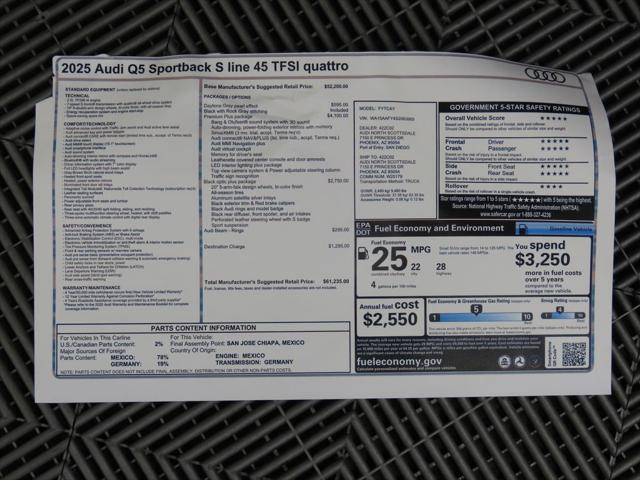 new 2025 Audi Q5 car, priced at $61,295