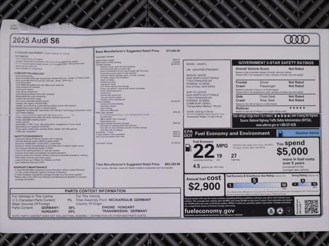new 2025 Audi S6 car, priced at $92,325