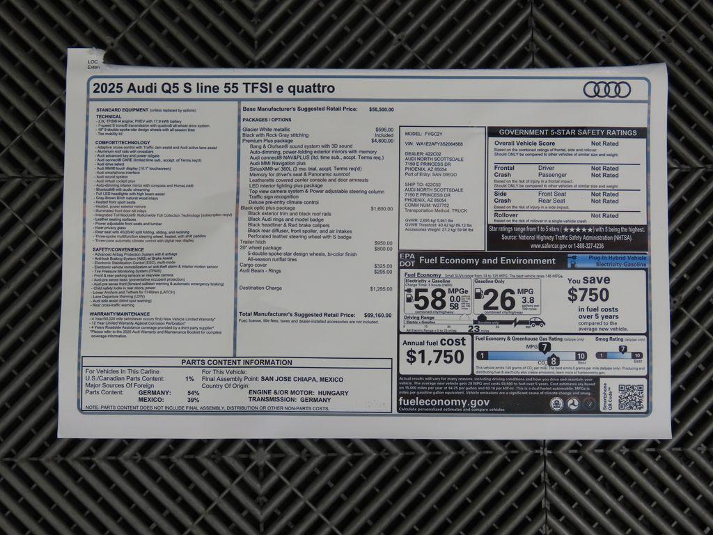 new 2025 Audi Q5 car, priced at $69,160