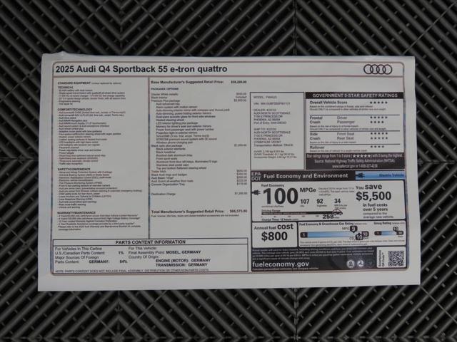 new 2025 Audi Q4 e-tron Sportback car, priced at $59,918