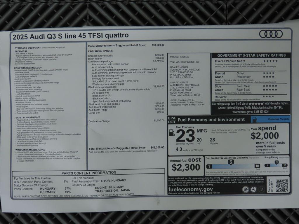 new 2025 Audi Q3 car, priced at $46,200