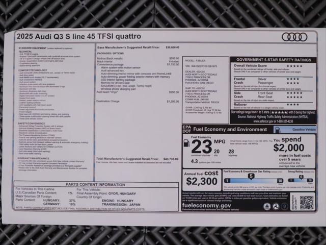 new 2025 Audi Q3 car, priced at $43,735