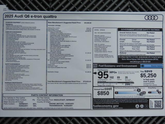new 2025 Audi Q6 e-tron car, priced at $75,635