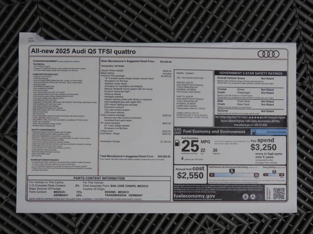 new 2025 Audi Q5 car, priced at $60,960