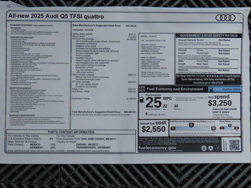 new 2025 Audi Q5 car, priced at $60,960