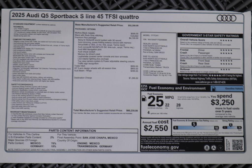used 2025 Audi Q5 car, priced at $60,235