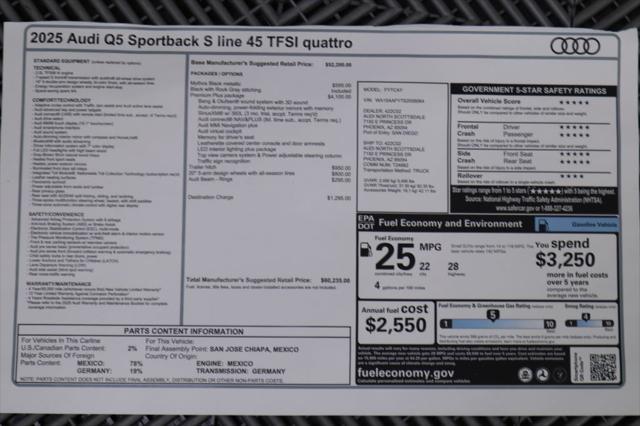 new 2025 Audi Q5 car, priced at $60,235