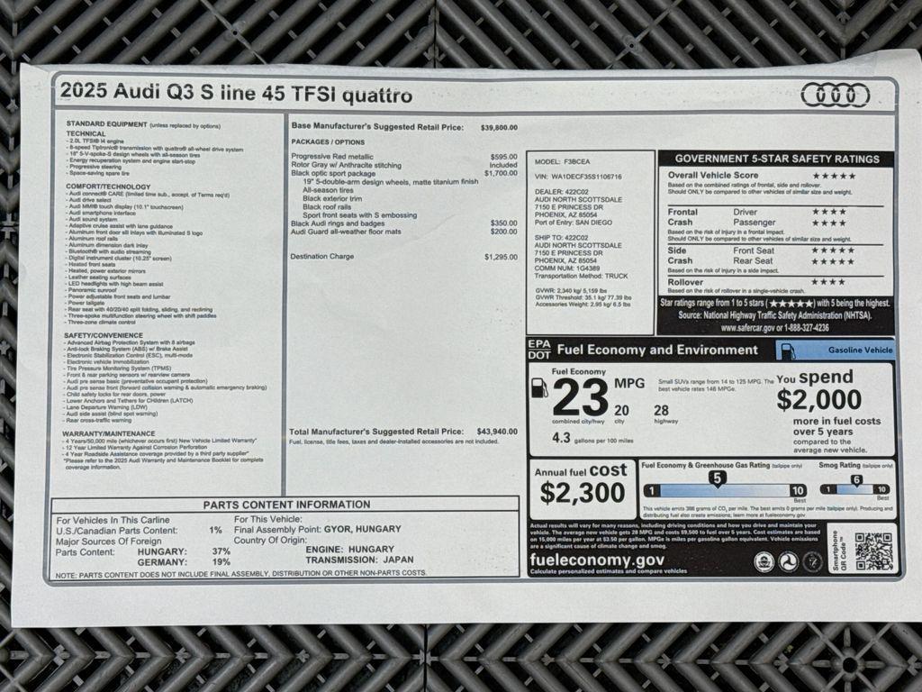 new 2025 Audi Q3 car, priced at $43,940