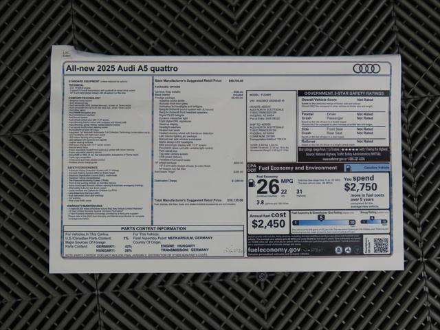 new 2025 Audi A5 car, priced at $59,135