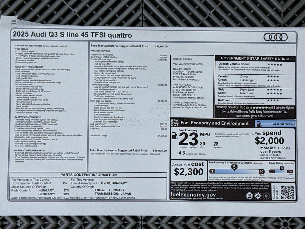 new 2025 Audi Q3 car, priced at $49,075