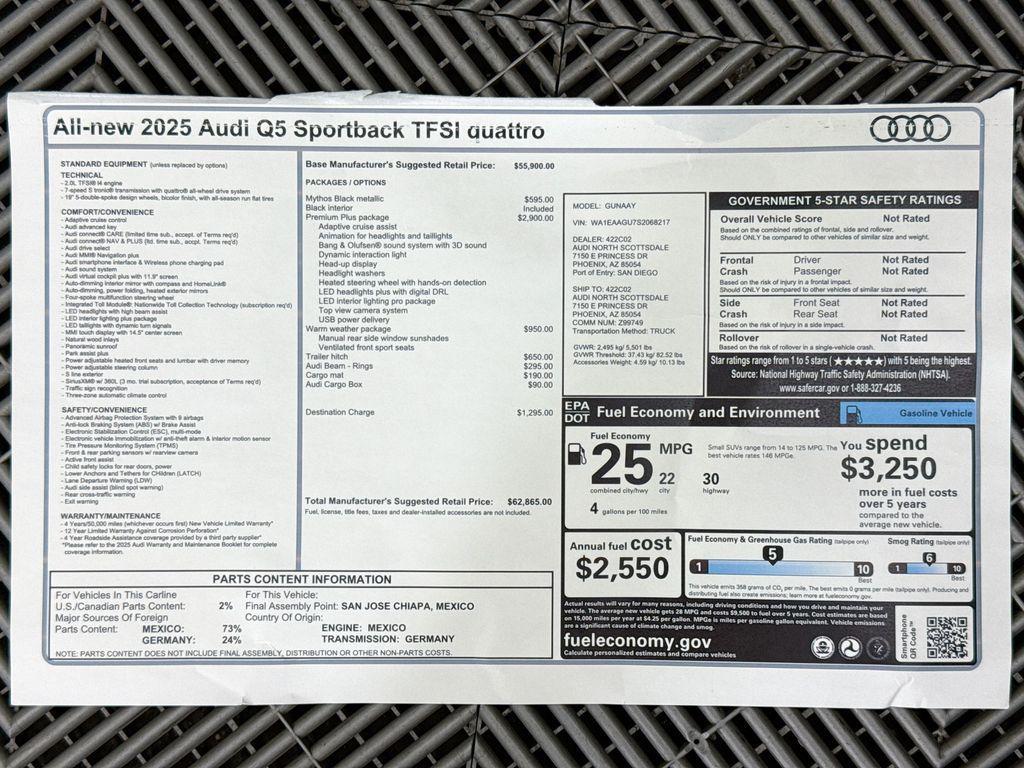 new 2025 Audi Q5 Sportback car, priced at $62,865