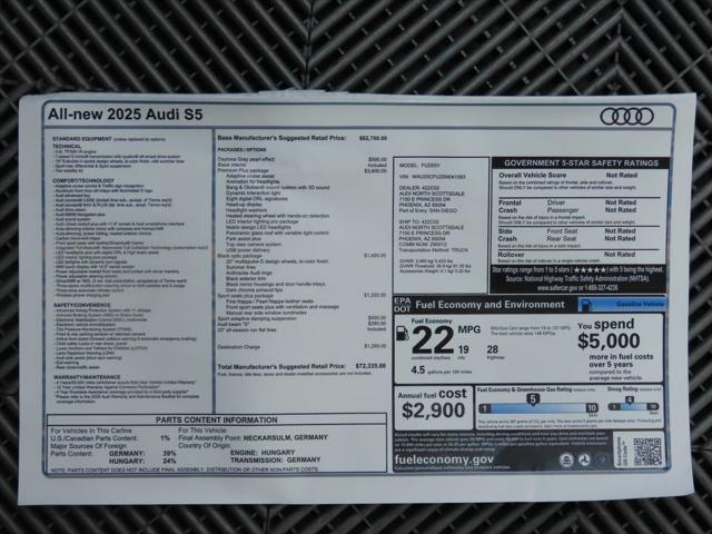 new 2025 Audi S5 car, priced at $72,335