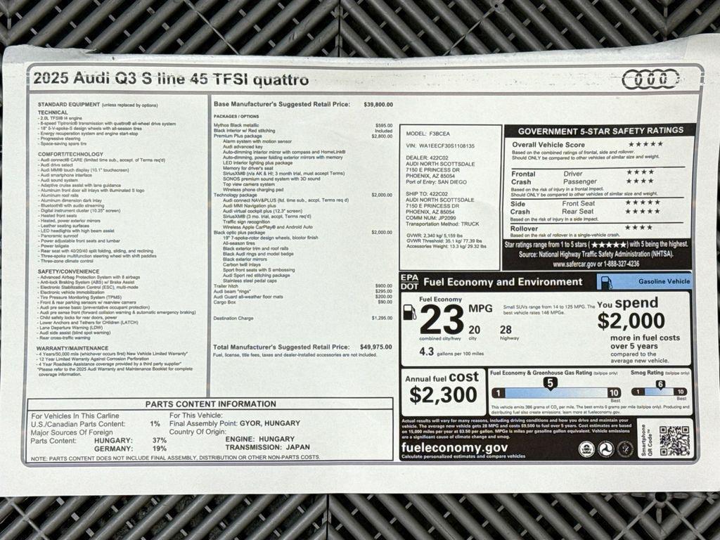 new 2025 Audi Q3 car, priced at $49,975