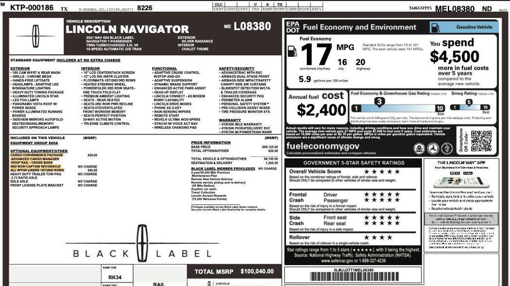 used 2021 Lincoln Navigator car, priced at $44,995